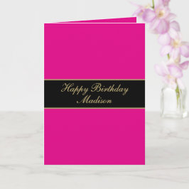 Happy Birthday Script Name Pink Black Gold Karte