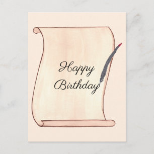 Happy Birthday Scroll und Quill Postcards Postkarte