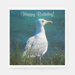 Happy Birthday Seagull Serviette