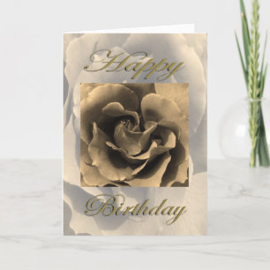 Happy Birthday Sepia Rose Karte