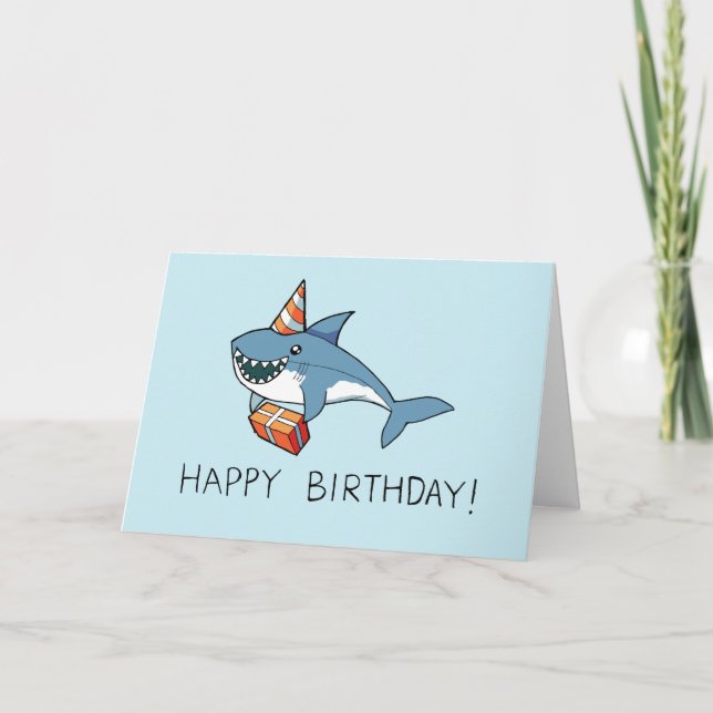 Happy Birthday Shark Card Karte (Vorderseite)
