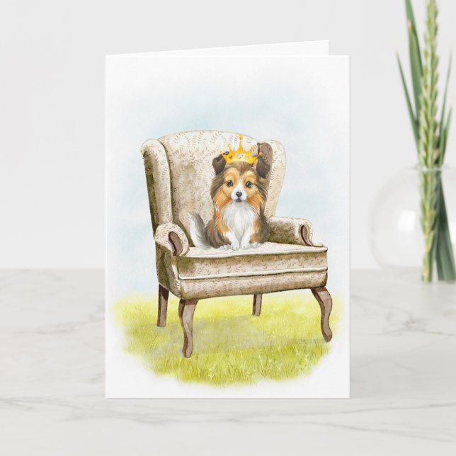 Happy Birthday Sheltie Princess Pup Birthday Card Dankeskarte (Vorderseite)