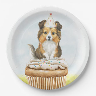 Happy Birthday Sheltie Pup Cake Pappteller