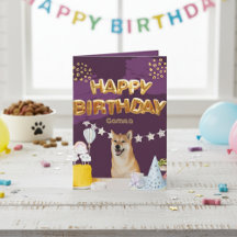 Happy Birthday Shiba Inu Balloons Card
