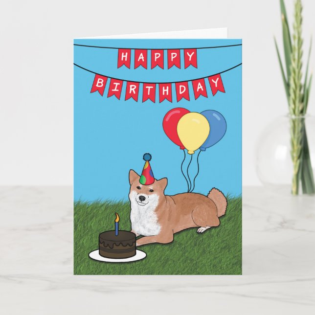 Happy Birthday Shiba Inu Dog Card Karte (Vorderseite)