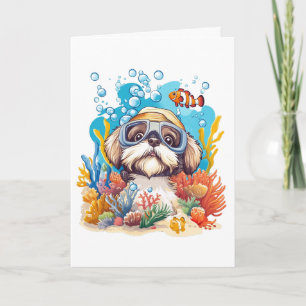 Happy Birthday Shih Tzu Dog Schnorcheln Korallenri Karte