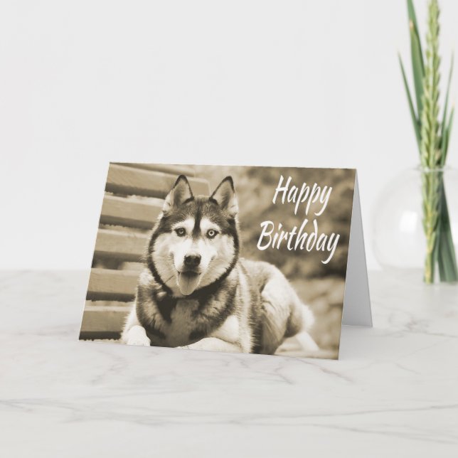 Happy Birthday Siberischer Husky Welpenhund Karte (Vorderseite)