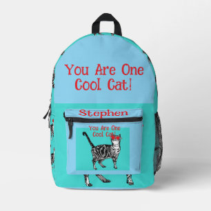 Happy Birthday Sie Cool Tabby Cat Mens Husband Bedruckter Rucksack