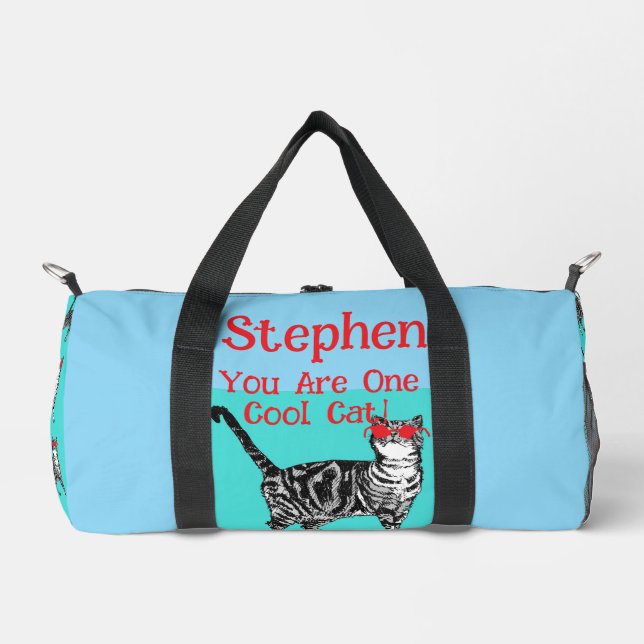 Happy Birthday Sie Cool Tabby Cat Mens Husband Duffle Bag (Vorderseite)