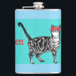 Happy Birthday Sie Cool Tabby Cat Mens Husband Flachmann<br><div class="desc">Sie haben Tabby Cat Design Cool. Diese schöne Karte würde jeden Liebhaber von Katzen Anzug machen. Entworfen aus einer meiner originalen Tintenstift-Zeichnungen. Das wird bestimmt Spaß machen!</div>