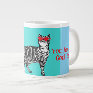 Happy Birthday Sie Cool Tabby Cat Mens Husband Jumbo-Tasse