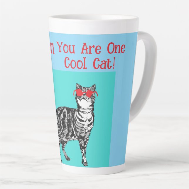 Happy Birthday Sie Cool Tabby Cat Mens Husband Milchtasse (Rechte Ecke)