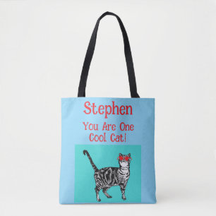 Happy Birthday Sie Cool Tabby Cat Mens Husband Tasche