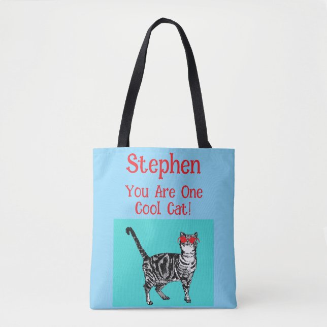 Happy Birthday Sie Cool Tabby Cat Mens Husband Tasche (Vorderseite)
