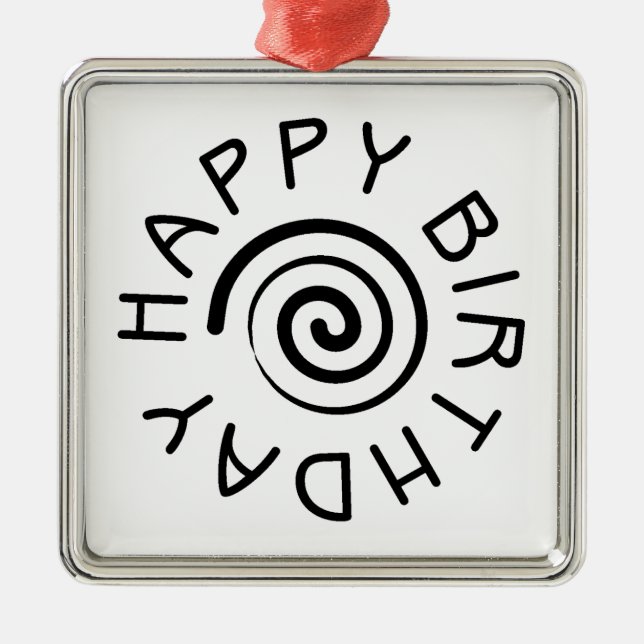 Happy Birthday Silbernes Ornament (Vorne)