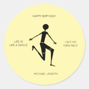 Happy Birthday Silhouette Kenyan Athlete Runder Aufkleber