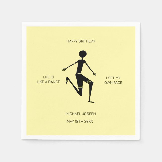 Happy Birthday Silhouette Kenyan Athlete Serviette (Vorderseite)