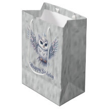 Happy Birthday Silver Owl on Grau
