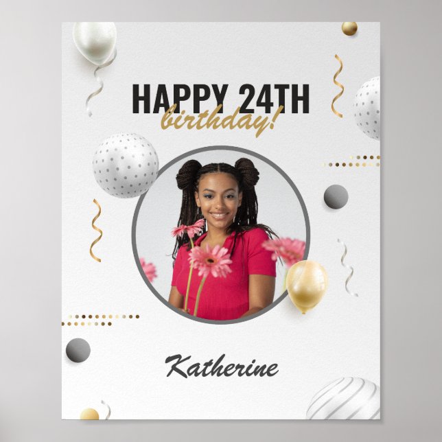 Happy Birthday Simple Custom Foto Gift Poster (Vorne)