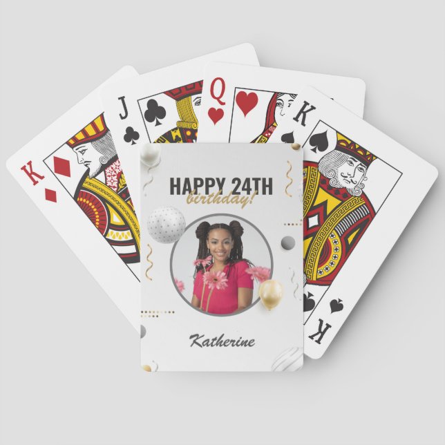 Happy Birthday Simple Custom Foto Gift Spielkarten (Rückseite)