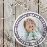 Happy Birthday Simple Modern Custom Foto Schlüsselanhänger<br><div class="desc">Dieses einfache und moderne Design besteht aus Serifentypografie und fügt ein individuelles Foto hinzu.</div>