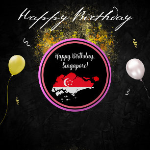 Happy Birthday Singapore National Day Button