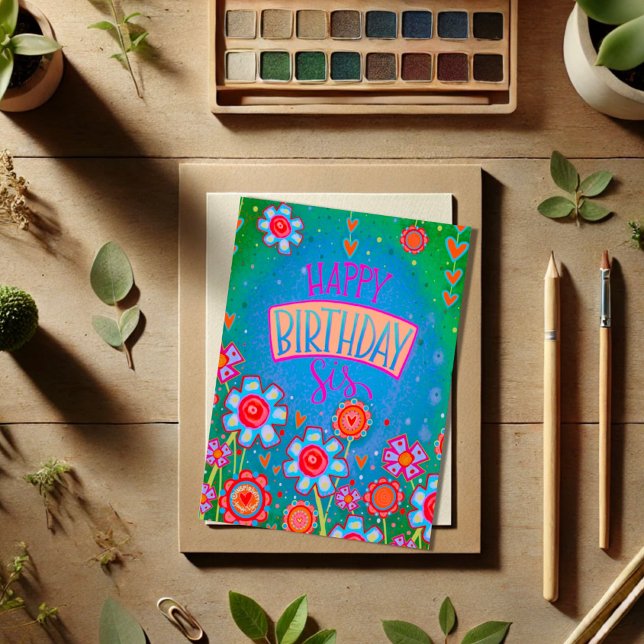 Happy Birthday Sis Hübsch Floral Inspirivity Card Karte (Von Creator hochgeladen)