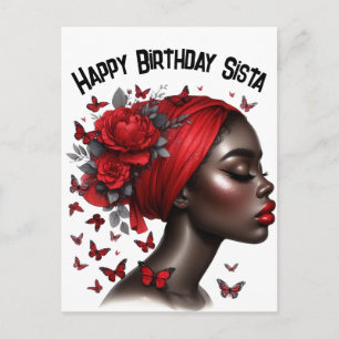 Happy Birthday Sista schwarze Mädchen magische mel Feiertagspostkarte