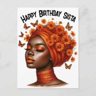 Happy Birthday Sista schwarze Mädchen magische mel Feiertagspostkarte