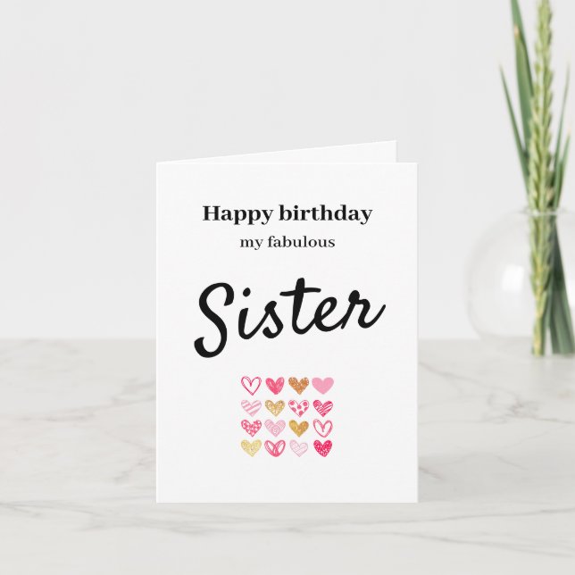 Happy Birthday Sister Card Dankeskarte (Vorderseite)