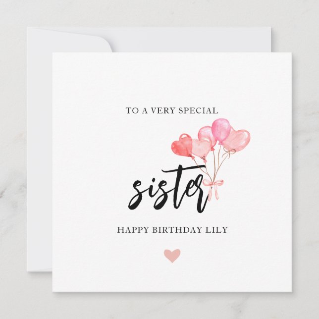 Happy Birthday Sister Card Feiertagskarte (Vorderseite)
