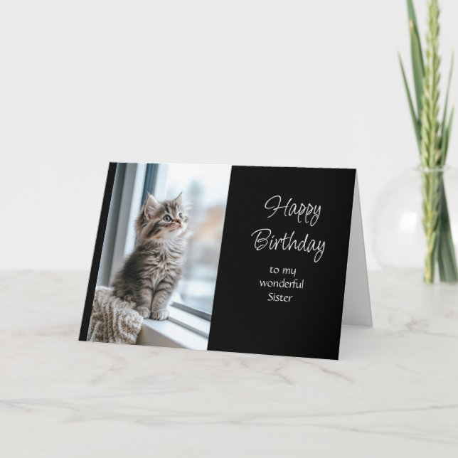 Happy Birthday Sister Custom Special Kitty Wishes Karte (Vorderseite)