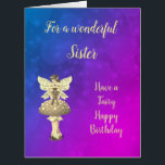 Happy Birthday Sister Fairy Design<br><div class="desc">Hübsch Happy Birthday Sister Fairy Design Grußkarte.</div>