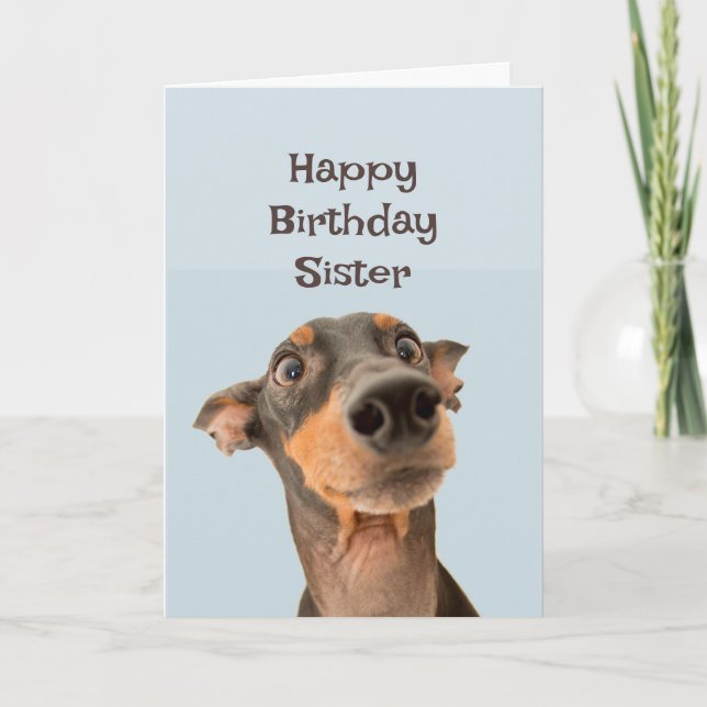 Happy Birthday Sister Funny Dog Spaß Card Karte (Vorderseite)