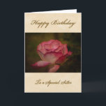 Happy Birthday Sister Greeting Card Karte<br><div class="desc">A Digitalbcon Images Design featuring a Gold,  beige and pastel rose colored theme with a variety of custom images,  patterns,  shapes,  styles and fonts in this one-of-a-kind Birthday Greeting Card.  it comes complete with a matching interior and a customizable birthday wish for that special sister.</div>