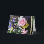 Happy Birthday Sister-in-Law/Pink Rose Bouquet Karte<br><div class="desc">Dies ist eine schöne Karte für den Geburtstag Ihrer Schwiegerschwester,  mit einer rosa Rose und anderen verschiedenen Blume in einem Korbbukett,  und einem schönen Vers von mir,  dass Sie natürlich anpassen können / personalisieren,  um Ihre Bedürfnisse zu Anzug!</div>