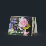 Happy Birthday Sister-in-Law/Pink Rose Bouquet Karte<br><div class="desc">Dies ist eine schöne Karte für den Geburtstag Ihrer Schwiegerschwester,  mit einer rosa Rose und anderen verschiedenen Blume in einem Korbbukett,  und einem schönen Vers von mir,  dass Sie natürlich anpassen können / personalisieren,  um Ihre Bedürfnisse zu Anzug!</div>