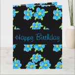 Happy Birthday Sister Karte<br><div class="desc">Stilvolle Papier Geburtstagskarte in blauen Blumenmuster,  fröhliches farbenfrohes Muster. Text kann bei jedem Anlass personalisiert werden,  und das Blume-Bild kann auf eigene Fotos geändert werden,  um eine unvergessliche Geburtstagskarte zu erstellen.</div>