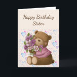 Happy Birthday Sister Liebe schätzen Bären-Blume Karte<br><div class="desc">Herzlichen Glückwunsch zum Geburtstag Schwester Liebe und Wertschätzung Niedlich Teddy Bären und Blume</div>
