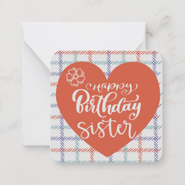Happy Birthday Sister Mitteilungskarte (Vorderseite)