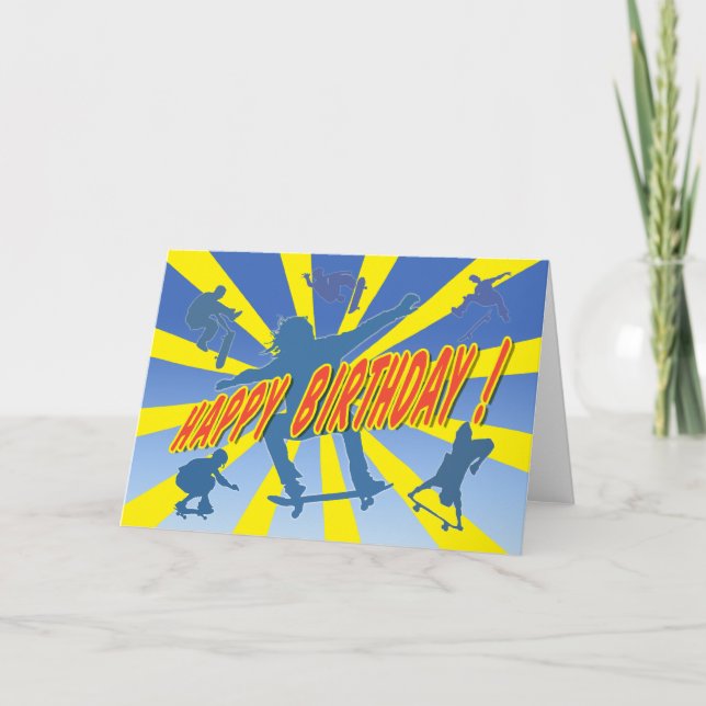 Happy Birthday Skateboarding Card Karte (Vorderseite)
