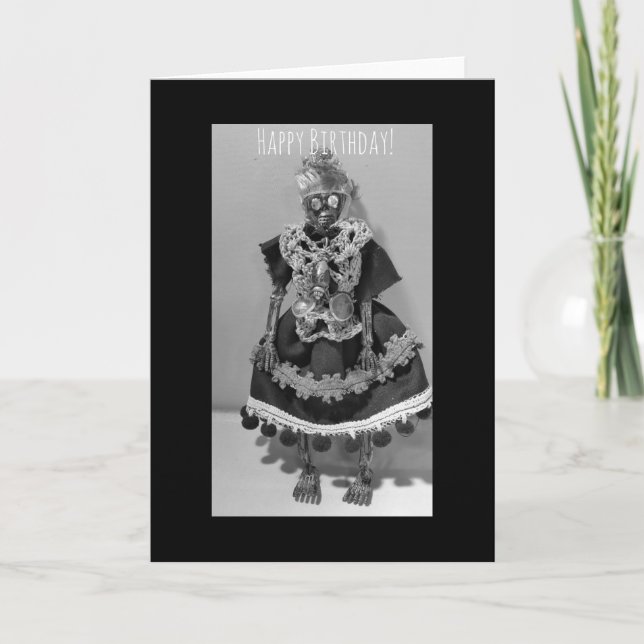 Happy Birthday Skeleton Woman Card Karte (Vorderseite)