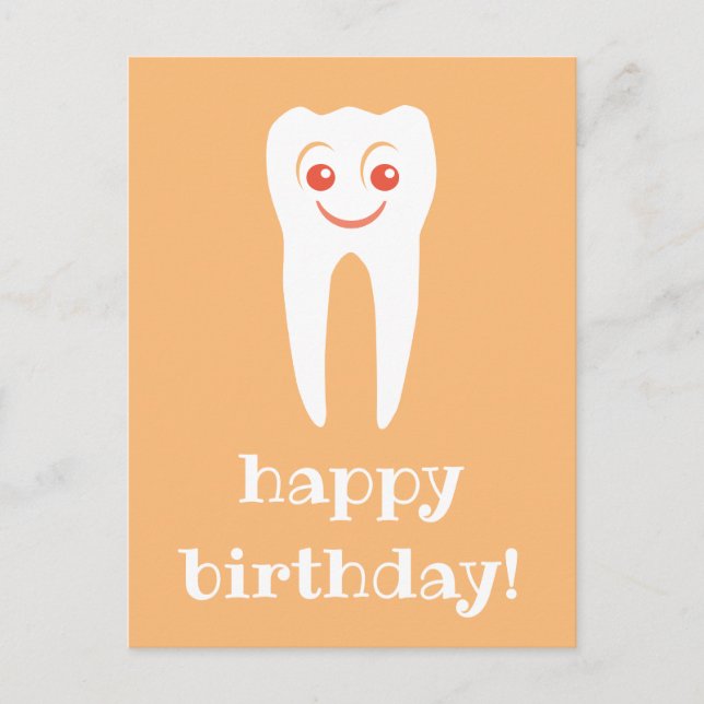 Happy Birthday Smiles Tooth Postcard Postkarte (Vorderseite)