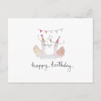 Happy Birthday Snail Postcard Postkarte