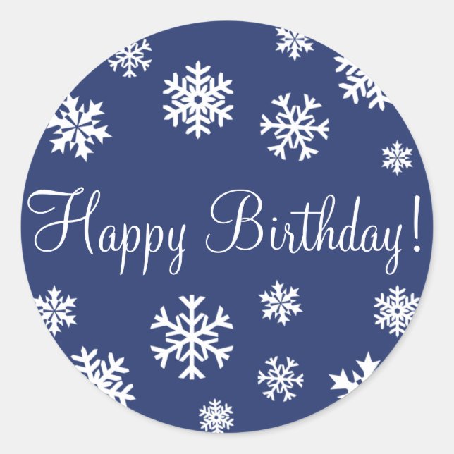 Happy Birthday Snowflakes Envelope Sticker Siegel (Vorderseite)
