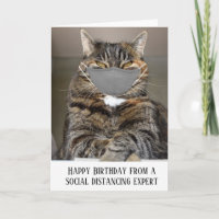 Happy Birthday Social Distancing Cat Face Maske