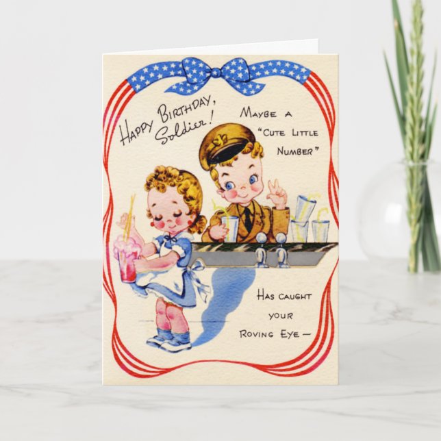 Happy Birthday Soldier Vintage Card Karte (Vorderseite)