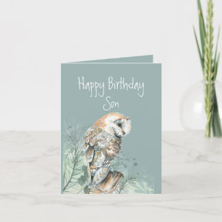 Happy Birthday Son Barn Owl Feiertagskarte