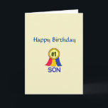 Happy Birthday Son Card Karte<br><div class="desc">Ribbon Motiv Nummer 1 Sohn auf dieser Christlichen Geburtstagskarte für ihn!   Enthält und Schrift (Nummern 6:24-26 NKJV und Text innen.</div>