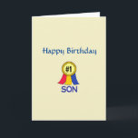Happy Birthday Son Card Karte<br><div class="desc">Ribbon Motiv Nummer 1 Sohn auf dieser Christlichen Geburtstagskarte für ihn! Enthält und Schrift (Nummern 6:24-26 NKJV und Text innen.</div>
